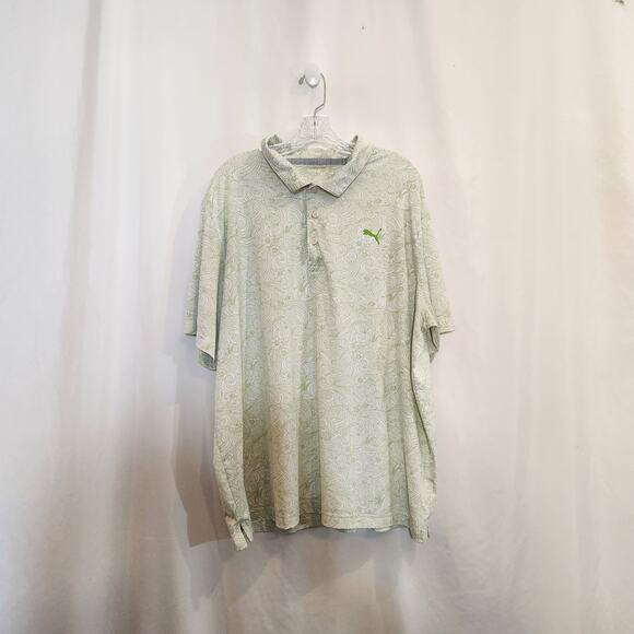 Puma Other - PUMA MATTR Gust O Wind Green White Floral Wind Swirl Design Golf Polo Mens 2XL
